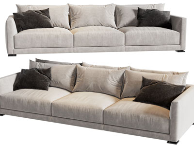 现代布艺多人沙发