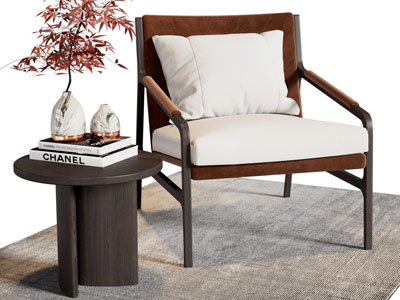 新中式休闲椅子、边几