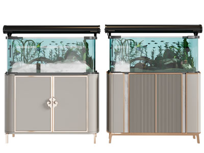 新中式带收纳柜的鱼缸