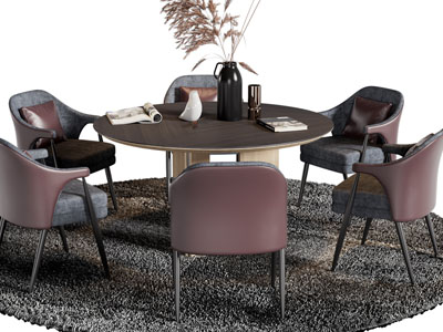 现代圆形餐桌椅组合