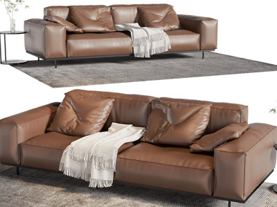 现代皮质双人沙发3d模型 现代皮质双人沙发