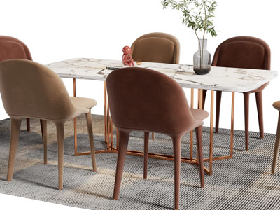 现代大理石餐桌椅组合