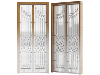 现代装饰铁艺的玻璃平开门