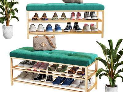 现代带鞋架的换鞋凳