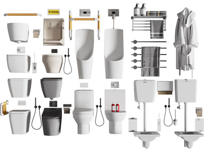 现代马桶、小便斗、毛巾架卫浴柜架