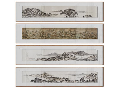 新中式横幅山脉装饰挂画