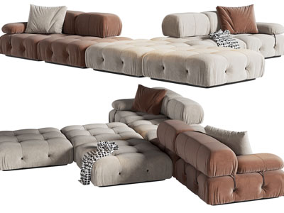 现代布艺转角双向多人沙发