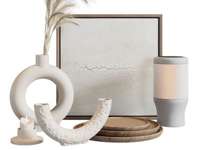 侘寂风花瓶、台灯摆件组合