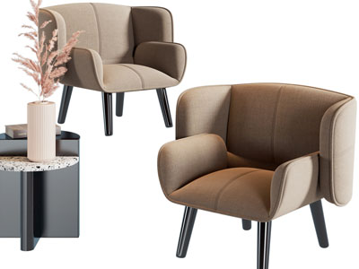 现代休闲椅子、边几