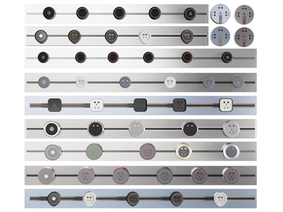 现代轨道插座、开关面板3d模型 现代轨道插座、开关面板