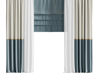 新中式撞色窗帘窗纱、拉帘