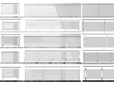 现代玻璃栏杆、护栏3d模型 现代玻璃栏杆、护栏