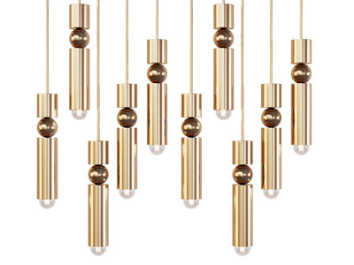 现代轻奢金属管状吊灯