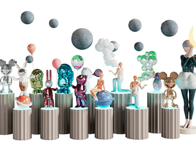 现代雕塑雕刻摆件组合