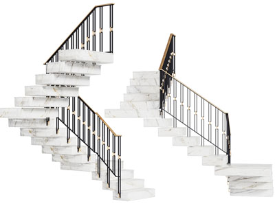 现代金属扶手、大理石台阶的旋转楼梯3d模型 现代金属扶手、大理石台阶的旋转楼梯