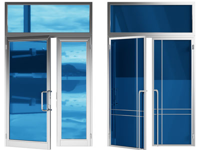 现代双扇办公玻璃平开门