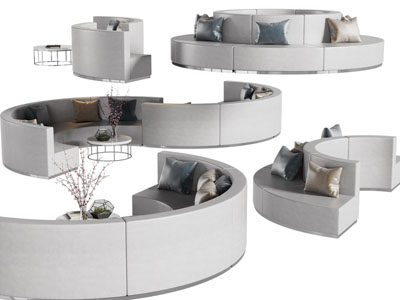 现代半圆形公共椅子