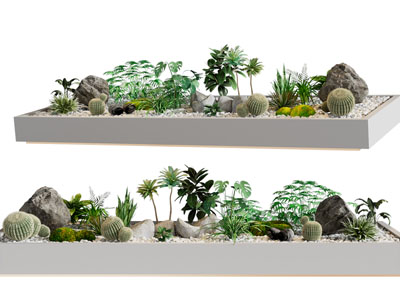 现代花坛花草石头景观园艺小品