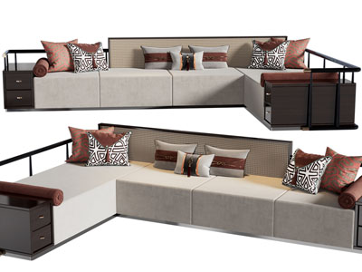 新中式转角多人沙发