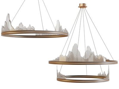 新中式山脉装饰的吊灯