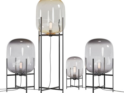 现代玻璃灯罩金属灯架落地灯、台灯
