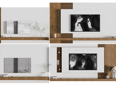 现代电视背景墙3d模型 现代电视背景墙