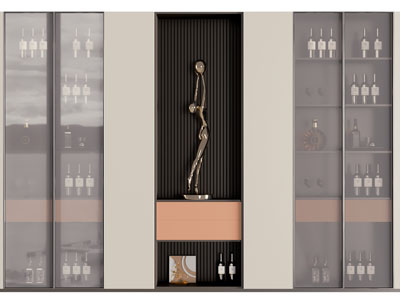 现代玻璃柜门的酒柜