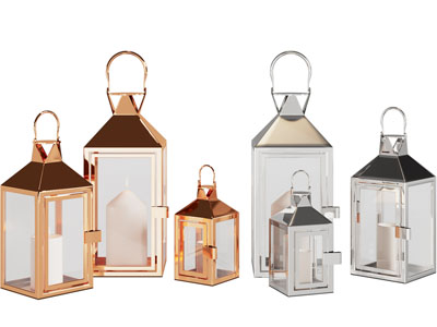 现代玻璃框的烛台、台灯