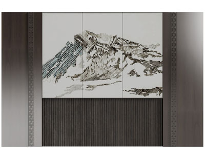 新中式背景墙3d模型 新中式背景墙