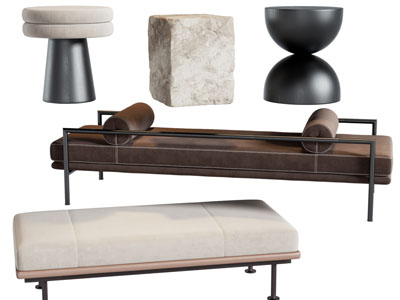 现代沙发凳、边几角几