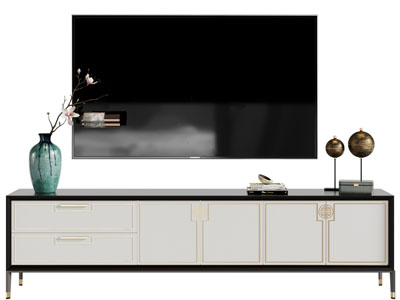 新中式电视柜、电视机