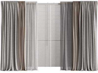 现代布艺窗帘窗纱、百叶窗帘