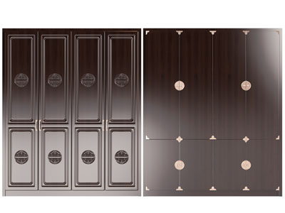 新中式雕花衣柜3d模型 新中式雕花衣柜