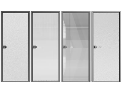 现代玻璃单扇平开门