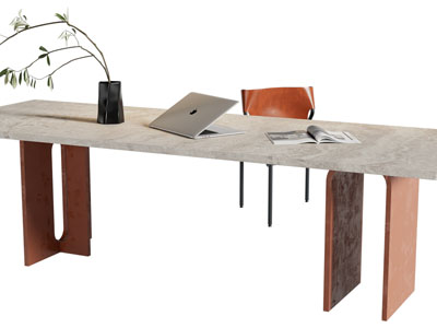 现代大理石书桌椅组合