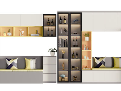 现代带卡座的酒柜
