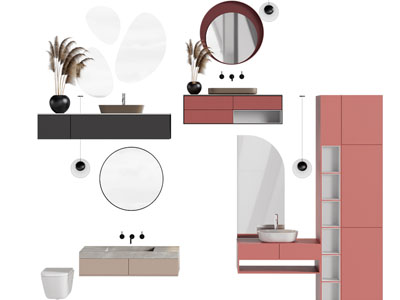 现代轻奢带收纳柜的洗手台