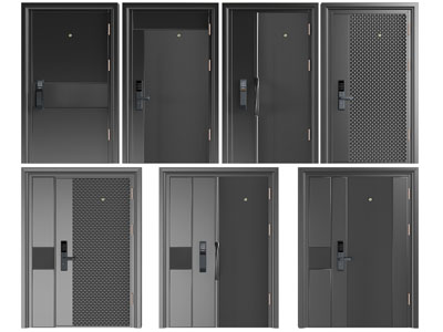 现代带密码锁的入户平开门