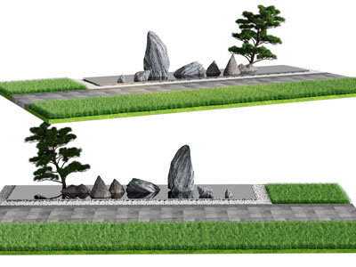 新中式花草石头景观园艺小品