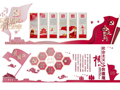 现代党建文化宣传背景墙