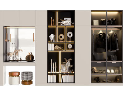 现代带梳妆台的衣柜3d模型 现代带梳妆台的衣柜