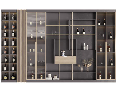 现代玻璃柜门酒柜