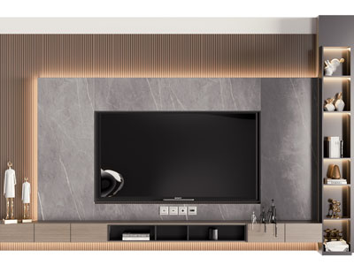 现代电视背景墙3d模型 现代电视背景墙
