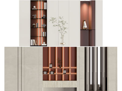 现代装饰灯带的背景墙3d模型 现代装饰灯带的背景墙