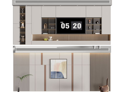 现代电视背景墙3d模型 现代电视背景墙