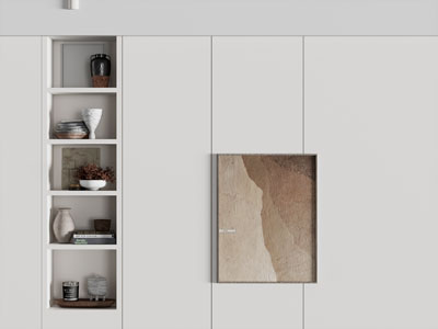 现代嵌入式收纳的背景墙3d模型 现代嵌入式收纳的背景墙