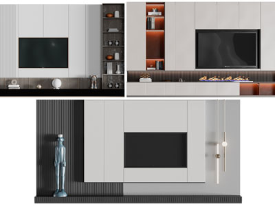 现代电视背景墙3d模型 现代电视背景墙