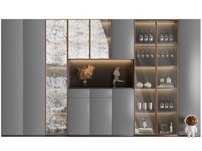 现代玻璃柜门酒柜