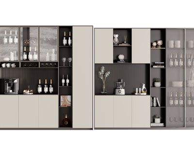 现代中间镂空酒柜