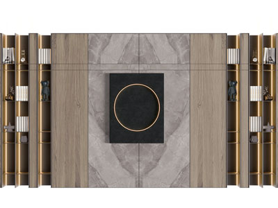 现代带装饰柜的背景墙3d模型 现代带装饰柜的背景墙